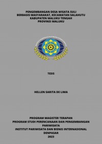 Pengembangan Desa Wisata Suli Berbasis Masyarakat, Kecamatan Salahutu Kabupaten Maluku Tengah Provinsi Maluku